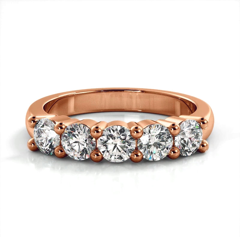 1.25 ct. Round Diamond Five Stone Wedding Band-VIRABYANI